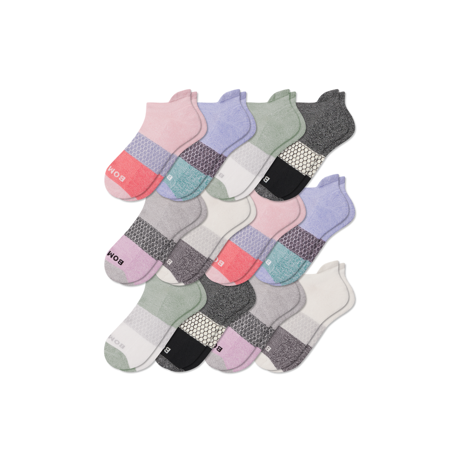 Women's Tri-Block Ankle Sock 12-Pack - Easy Pair