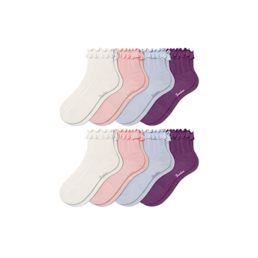Youth Ruffle Rib Quarter Sock 8-Pack - Essential Ready