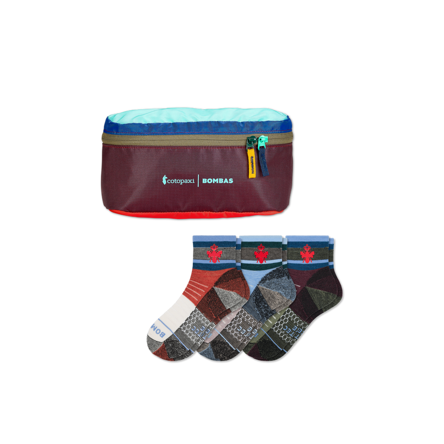 x Bombas Merino Wool Blend Hiking Quarter Sock 3-Pack & Fanny Pack - Travel Pair