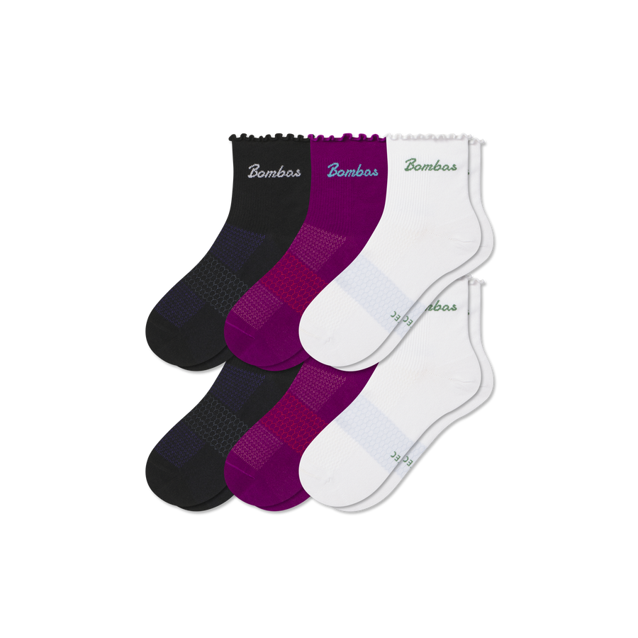 Women’s Ruffle Sport Quarter Sock 6-Pack - Daily Step