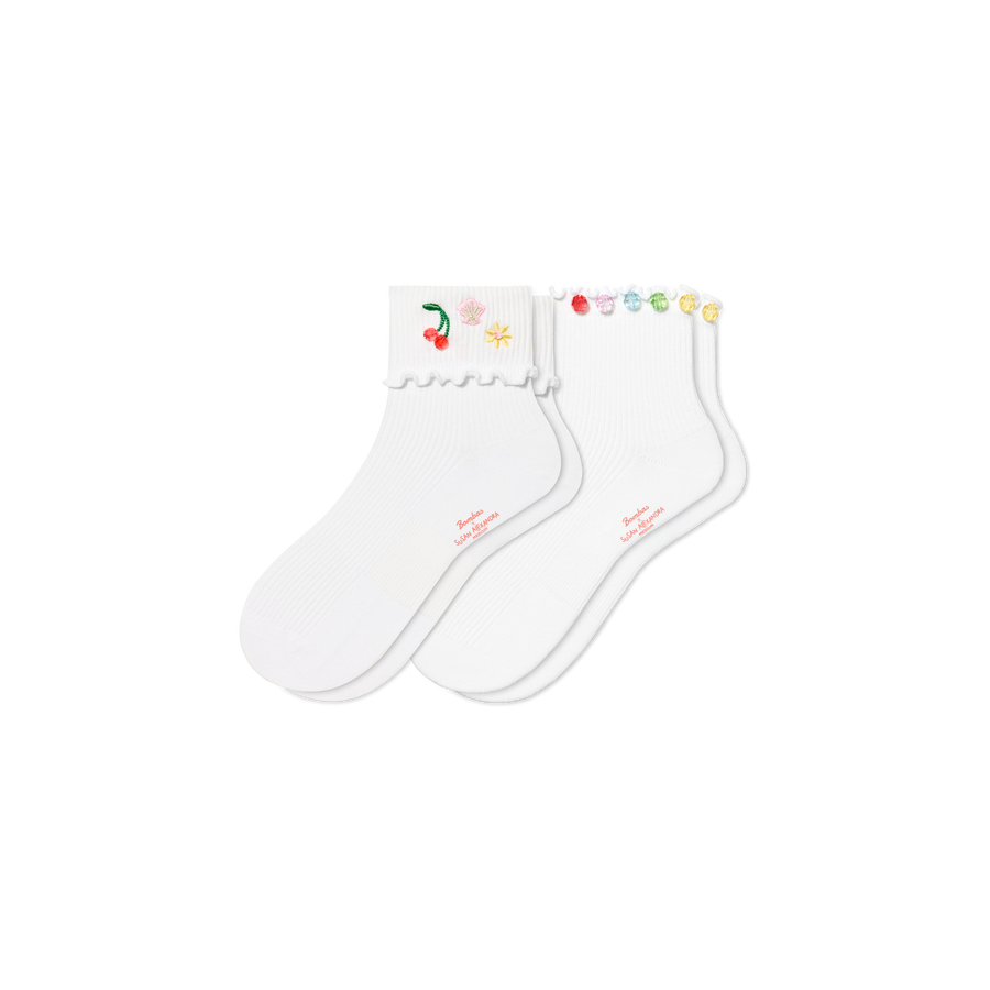 Bombas x Susan Ruffle Rib Quarter Sock 2-Pack - Fresh Choice